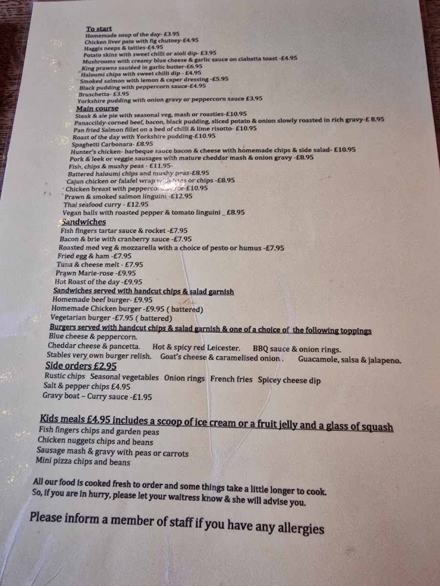 The Stables Pub & Eatery Menu - Image 4