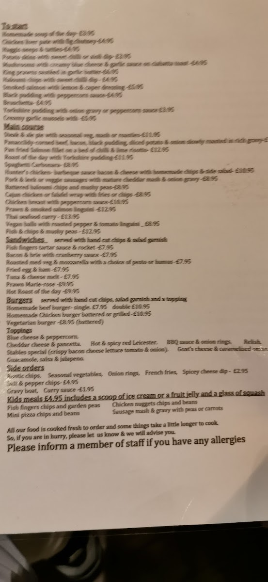 The Stables Pub & Eatery Menu - Image 6